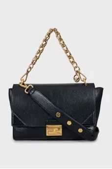 Leather bag with gold chain