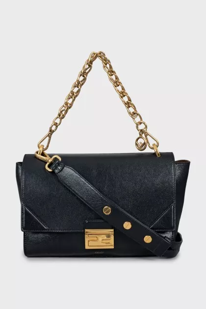 Leather bag with gold chain