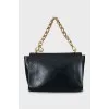 Leather bag with gold chain