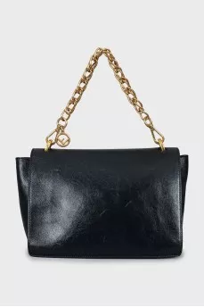 Leather bag with gold chain