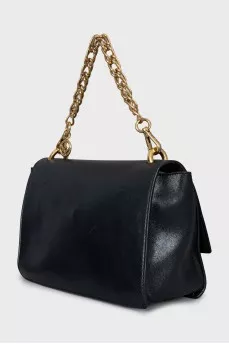 Leather bag with gold chain