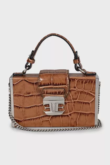 Leather Embossed Chain Bag