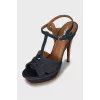 Denim high heel sandals with tag