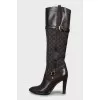 Leather boots with brand logo
