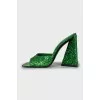Glitter sandals with a figured heel