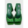 Glitter sandals with a figured heel