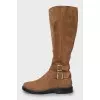 Suede boots with straps