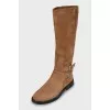 Suede boots with straps