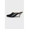 Leather mules with silver heels