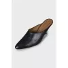 Leather mules with silver heels