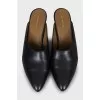 Leather mules with silver heels