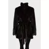 Loose-fitting fur coat with a belt