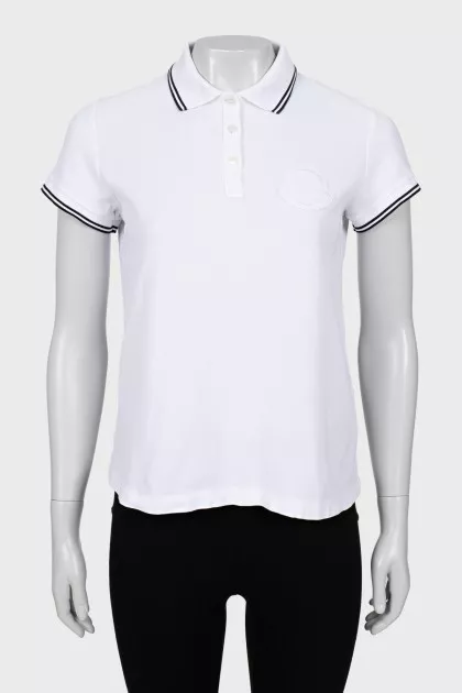 White polo shirt with patch