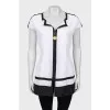 Black and white linen blouse