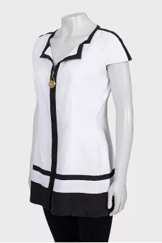 Black and white linen blouse