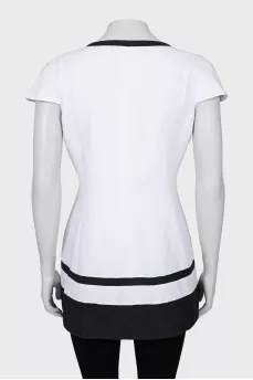 Black and white linen blouse