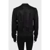 Black bomber jacket with golden zipper