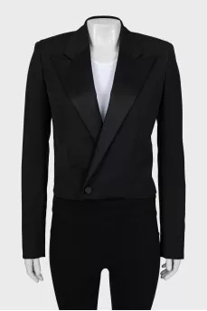Cropped jacket with satin lapels