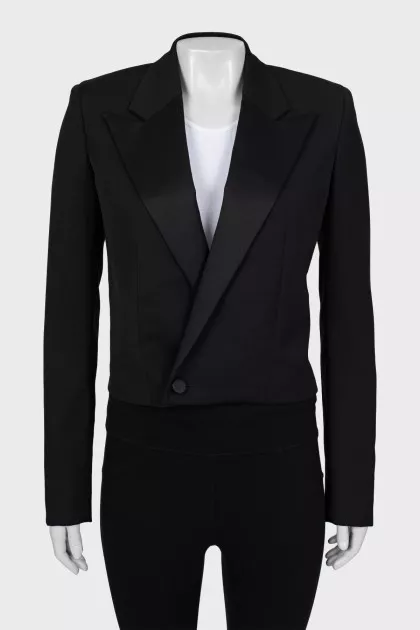 Cropped jacket with satin lapels