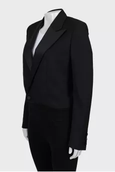 Cropped jacket with satin lapels