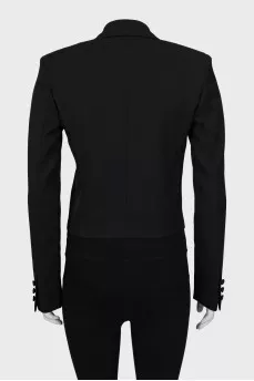 Cropped jacket with satin lapels