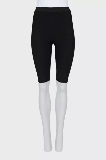 Ribbed cycling shorts with gold logo
