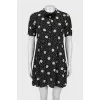 Dress with print decorated with a bow