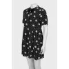 Dress with print decorated with a bow