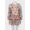 Silk dress with voluminous sleeves