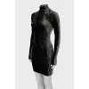 Velour dress with long sleeves