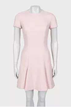 Pink wool dress with short sleeves