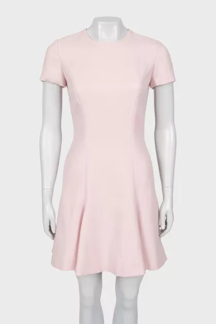 Pink wool dress with short sleeves