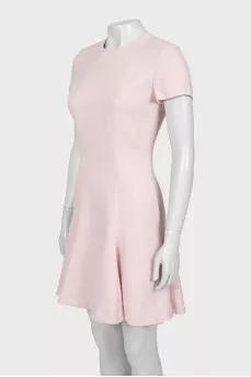 Pink wool dress with short sleeves
