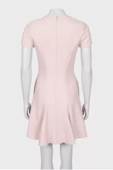 Pink wool dress with short sleeves