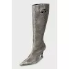 Leather boots with a distressed effect