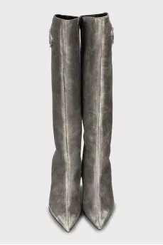 Leather boots with a distressed effect