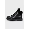 Insulated leather lace-up boots