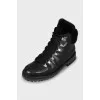 Insulated leather lace-up boots