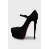 Black suede stiletto heels