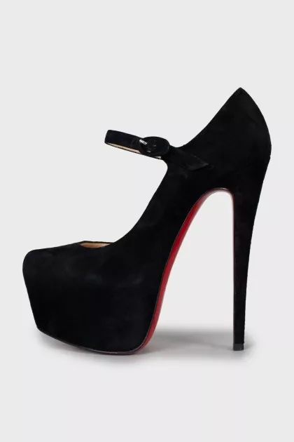 Black suede stiletto heels