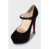 Black suede stiletto heels