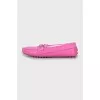 Pink loafers with brand logo