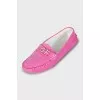 Pink loafers with brand logo
