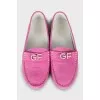 Pink loafers with brand logo