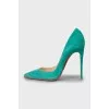 Green suede stiletto heels