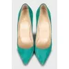 Green suede stiletto heels