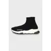 Textile sneakers with brand logo