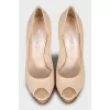 Leather platform shoes with pattern