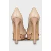 Leather platform shoes with pattern