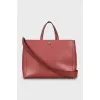 Leather tote bag with logo